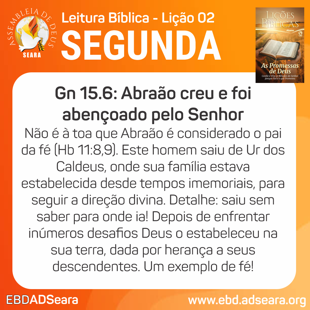 Leituras diárias - Lição 2 - As promessas de Deus para Israel