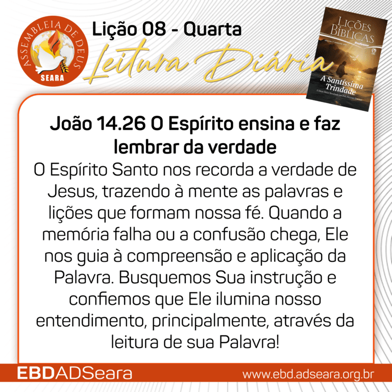 Leitura Diária - Adultos - Lição 08 - Quarta