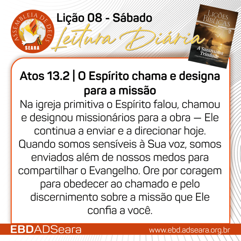 Leitura Diária - Adultos - Lição 08 - Sábado