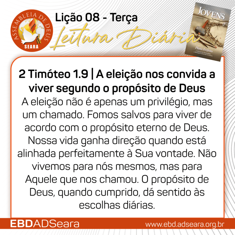 Leitura Diária - Jovens - Lição 08 - Terça
